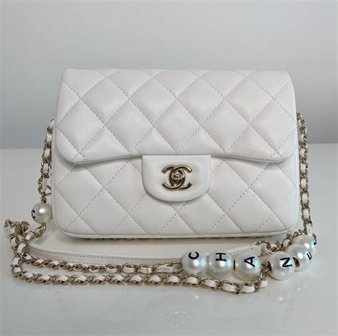 chanel white pearl flap bag|Chanel flap bag buy online.